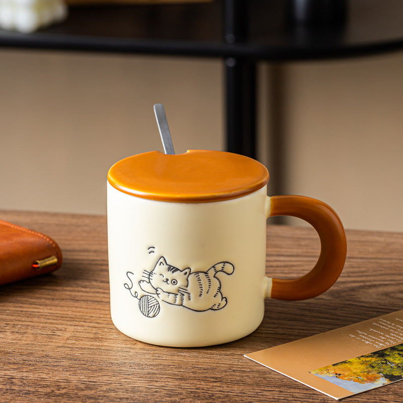Hand Painted Cat Coffee Cute Mug