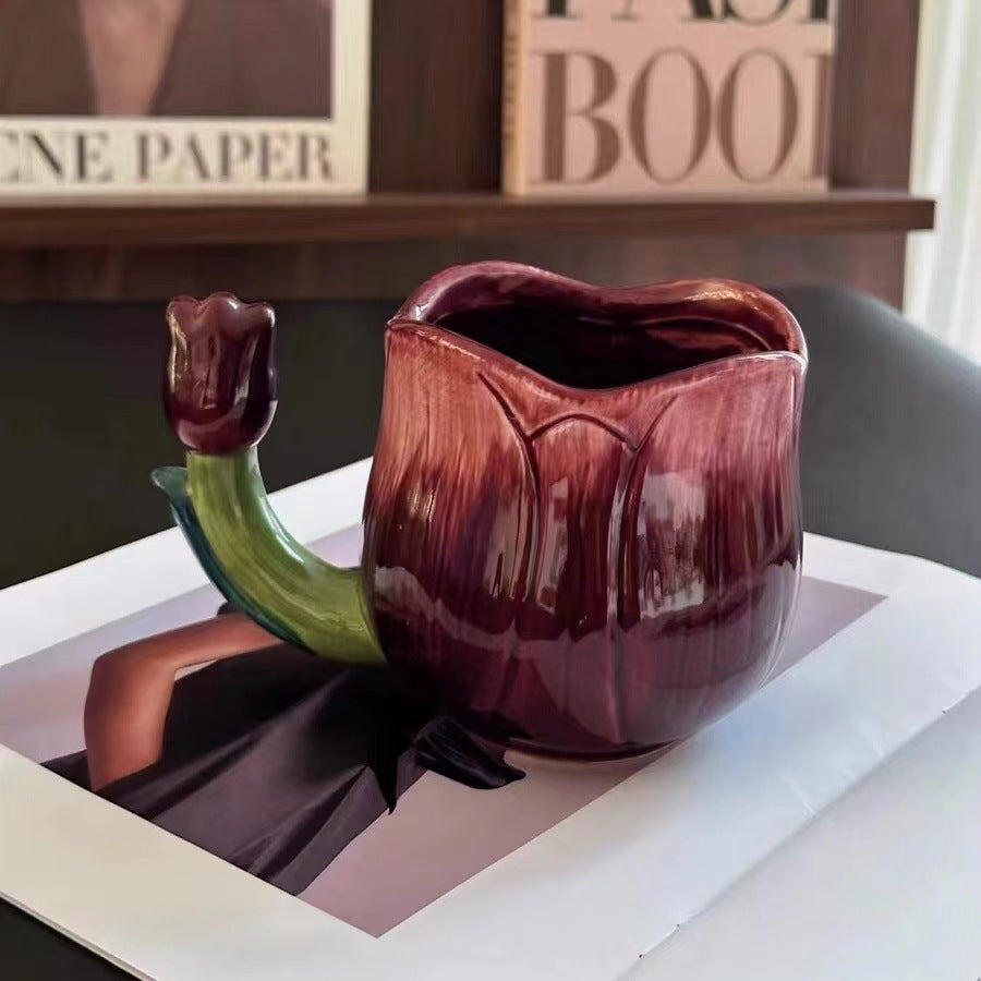 Heavy Painting Embossed Mug Tulip