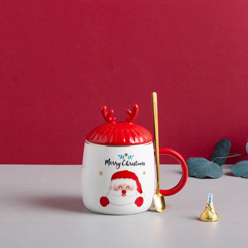 Christmas Mug With Lid Spoon Ceramic Mug