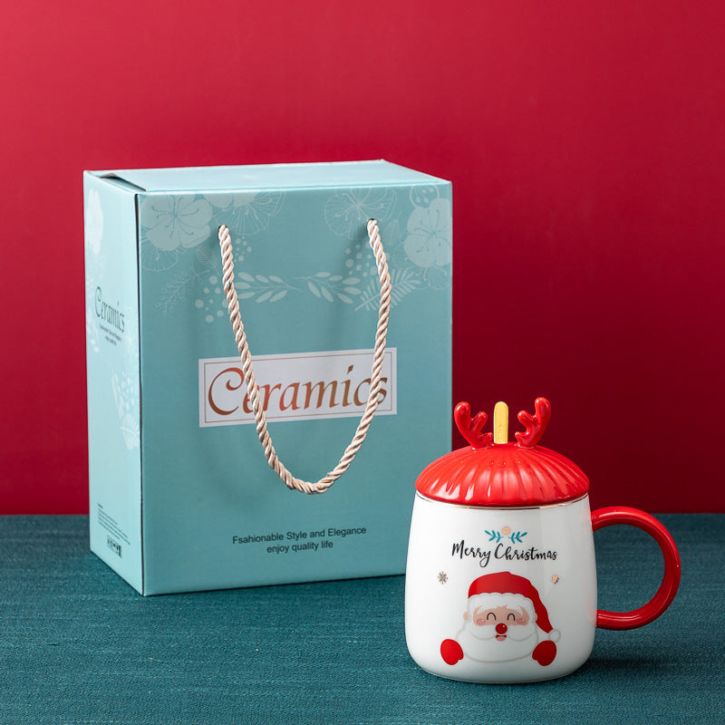 Christmas Mug With Lid Spoon Ceramic Mug