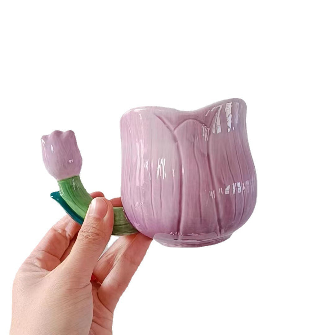 Heavy Painting Embossed Mug Tulip