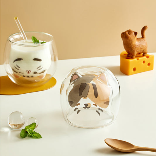 Cute Cartoon Glass Coffee Espresso Cat Shape
