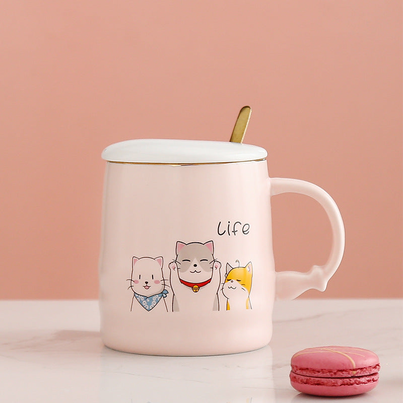 Creative Ceramic Coffee Mug With Lid Spoon