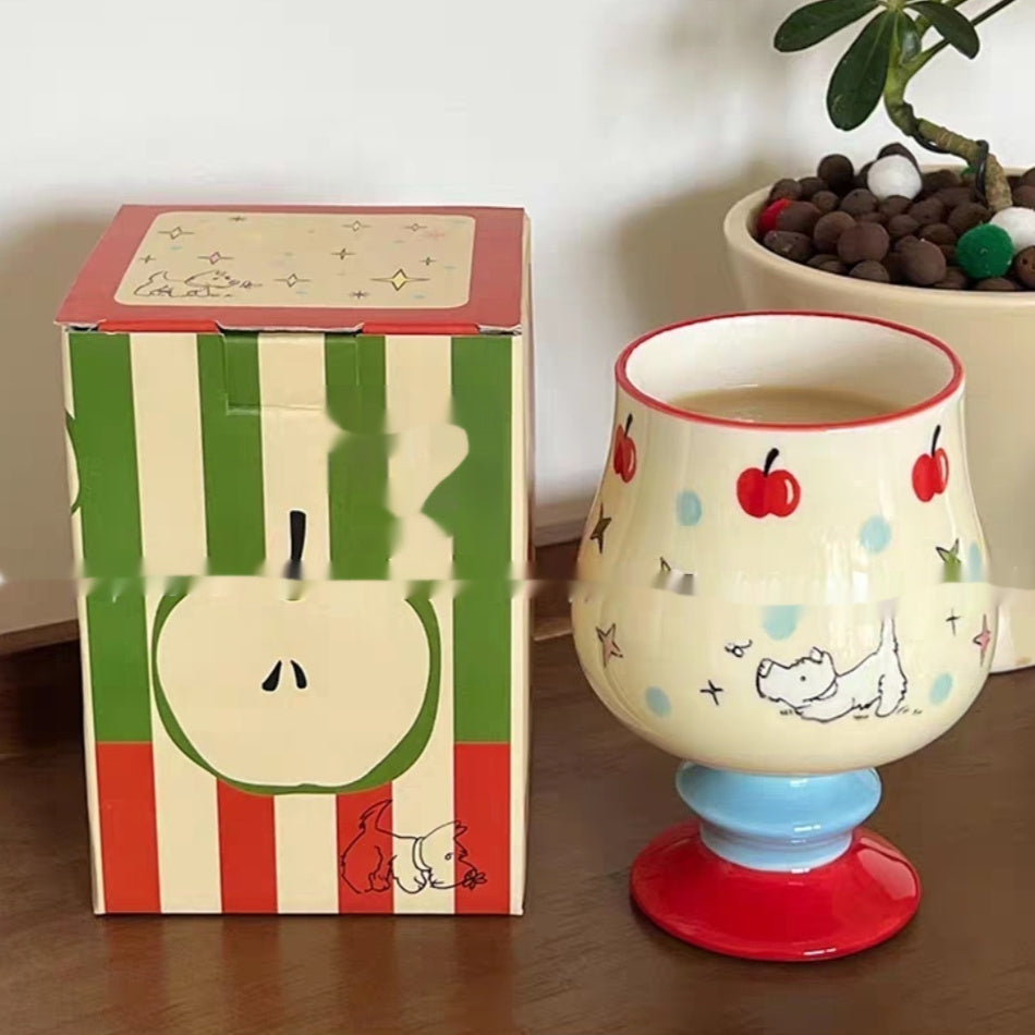 Red And Green Apple Puppy Ceramic Mug