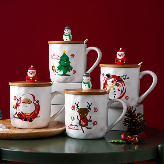 Xmas Mug With Wooden Lid & Spoon