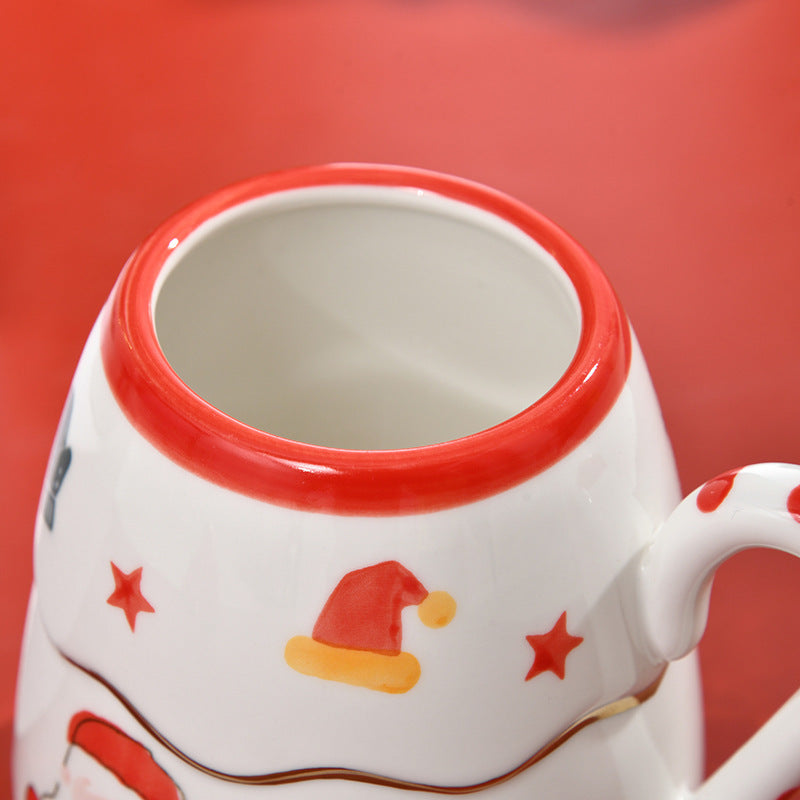 Korean Cute Ceramic Milk Mug With Lid