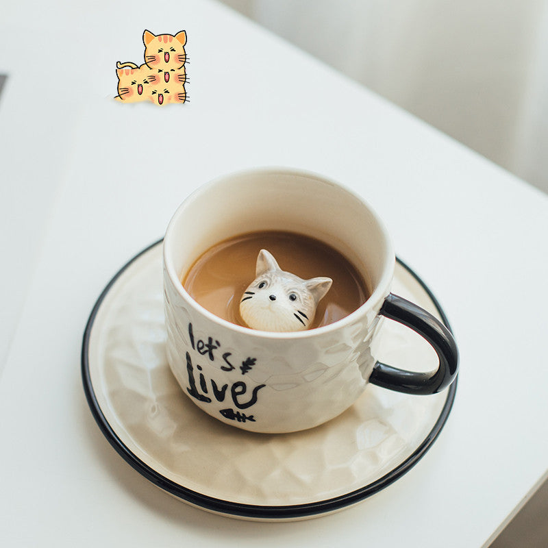 Cute Cat Mug Girl Ceramic Mug