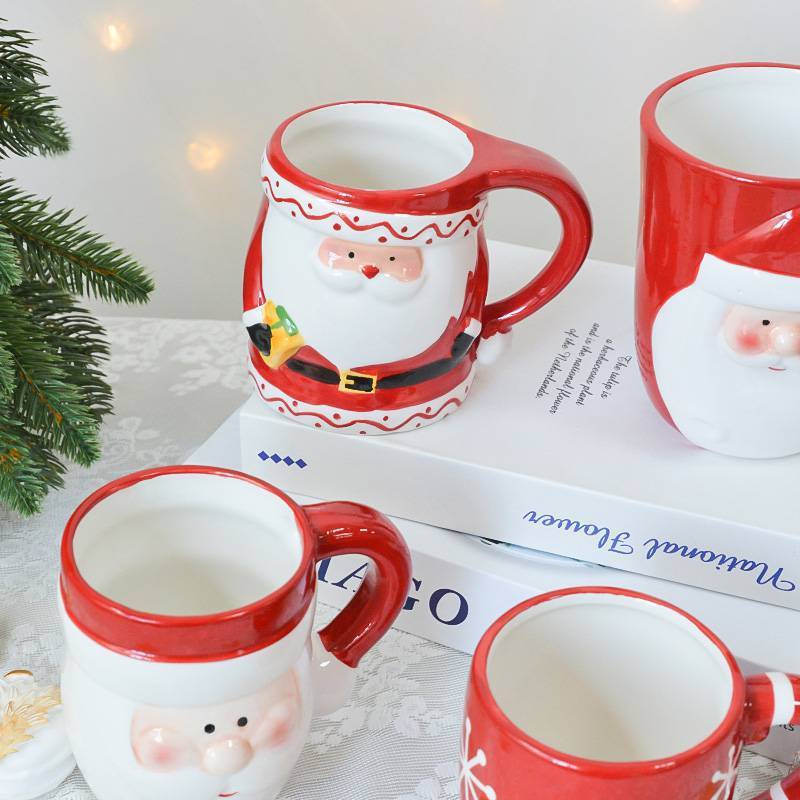Stereoscopic Ceramic Large Capacity Handle Christmas Mug