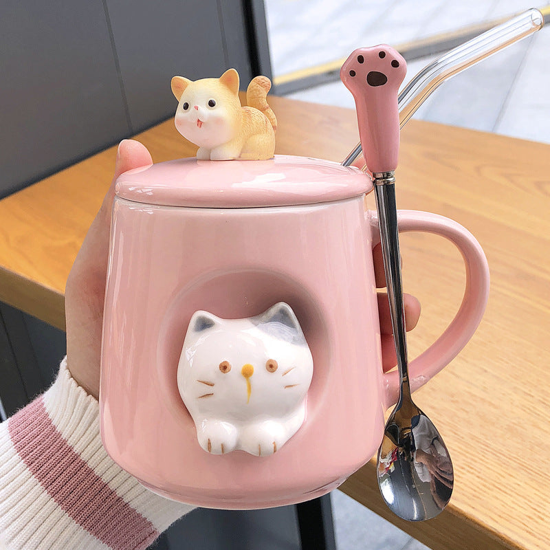 Men's And Women's Kitten Coffee Cups With Lids