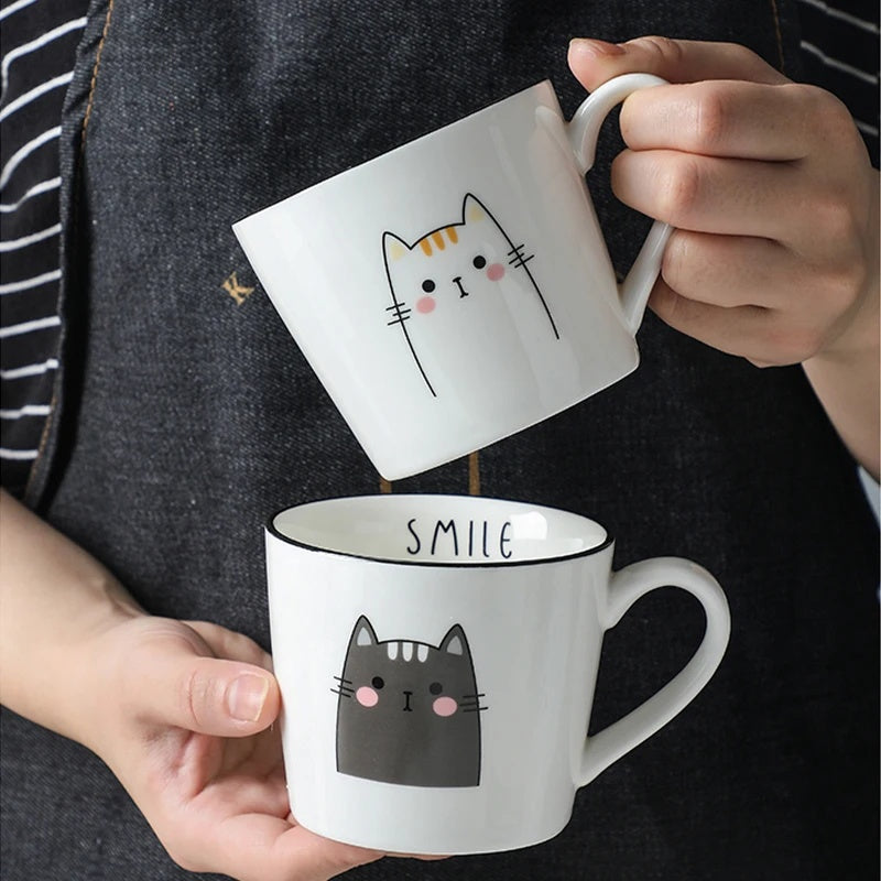 Coffee Cup Cartoon Cat Pattern