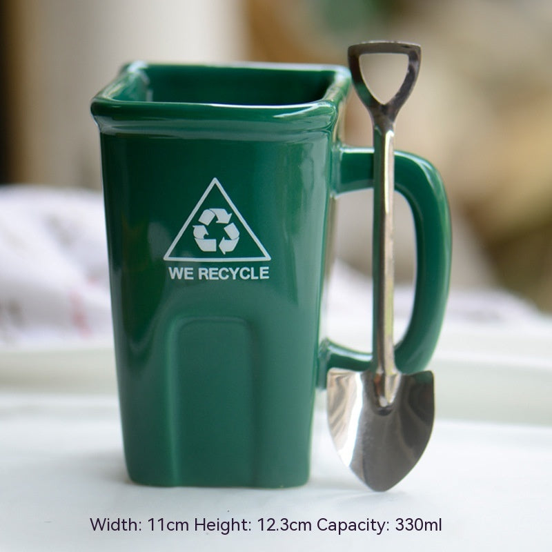 Square Trash Can Ceramic Mug