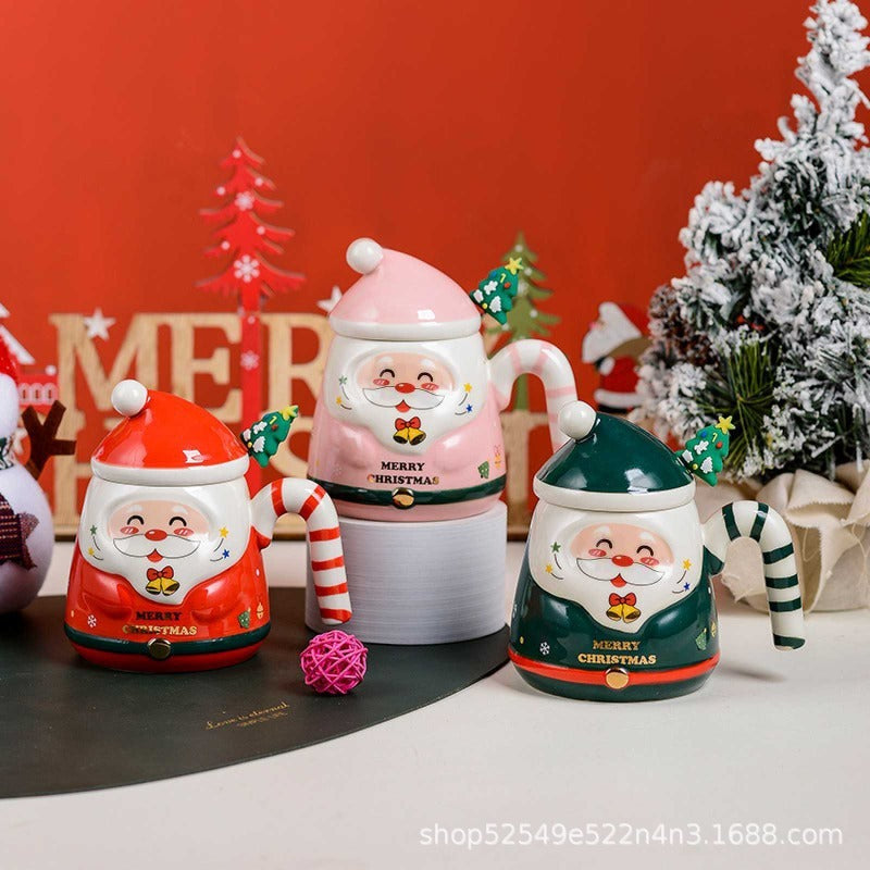 Santa Claus Cup Ceramic Mug Christmas Holiday Gift Hand-painted