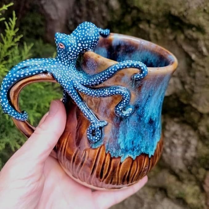 Dark Blue Octopus Resin Coffee Mug