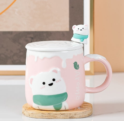 Creative Cute Cartoon Embossed Mug Ceramic