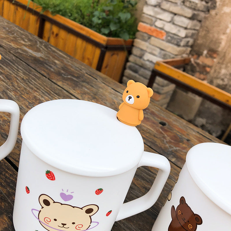 Office Tea Coffee Bear Mug With Lid Spoon