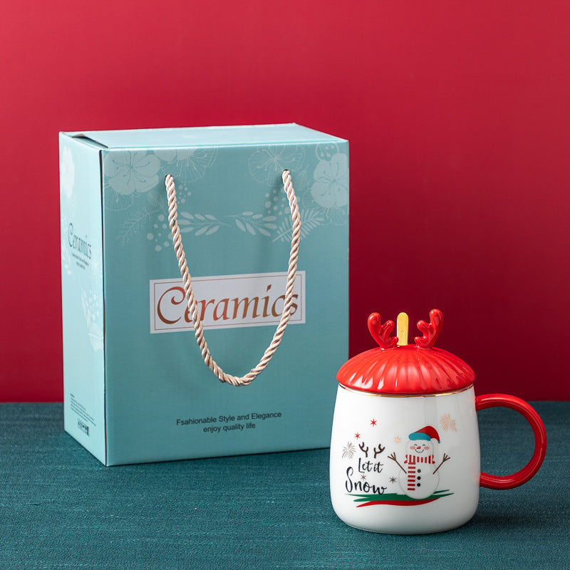 Christmas Mug With Lid Spoon Ceramic Mug