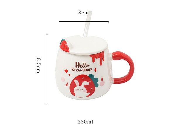 Cute Cartoon Strawberry Rabbit Ceramic Cup