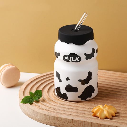 Cute Mini Cow Ceramic Straw Cup