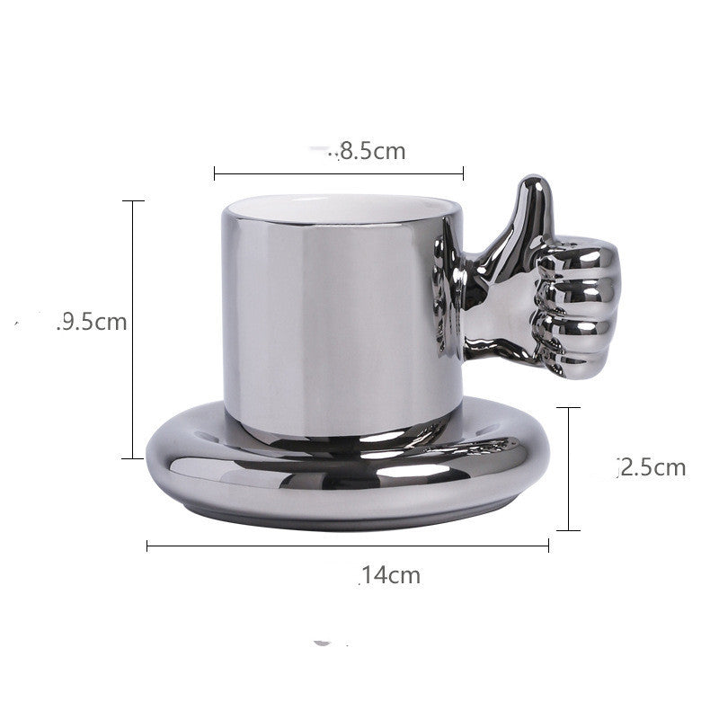 Thumbs Up Like Mug Coffee Cup Saucer