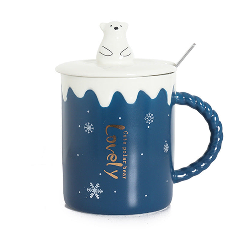 Cartoon Polar Bear Christmas Ceramic Mug