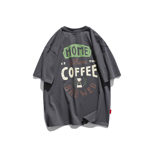 Fun Coffee Printed Short sleeved T-shirt for Men