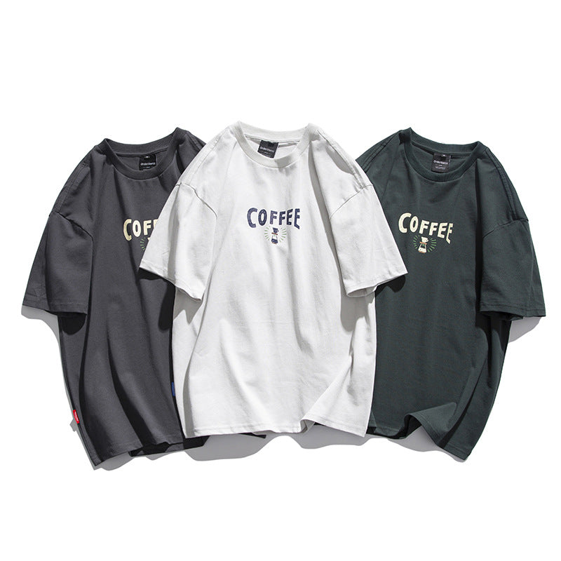 Fun Coffee Printed Short sleeved T-shirt for Men