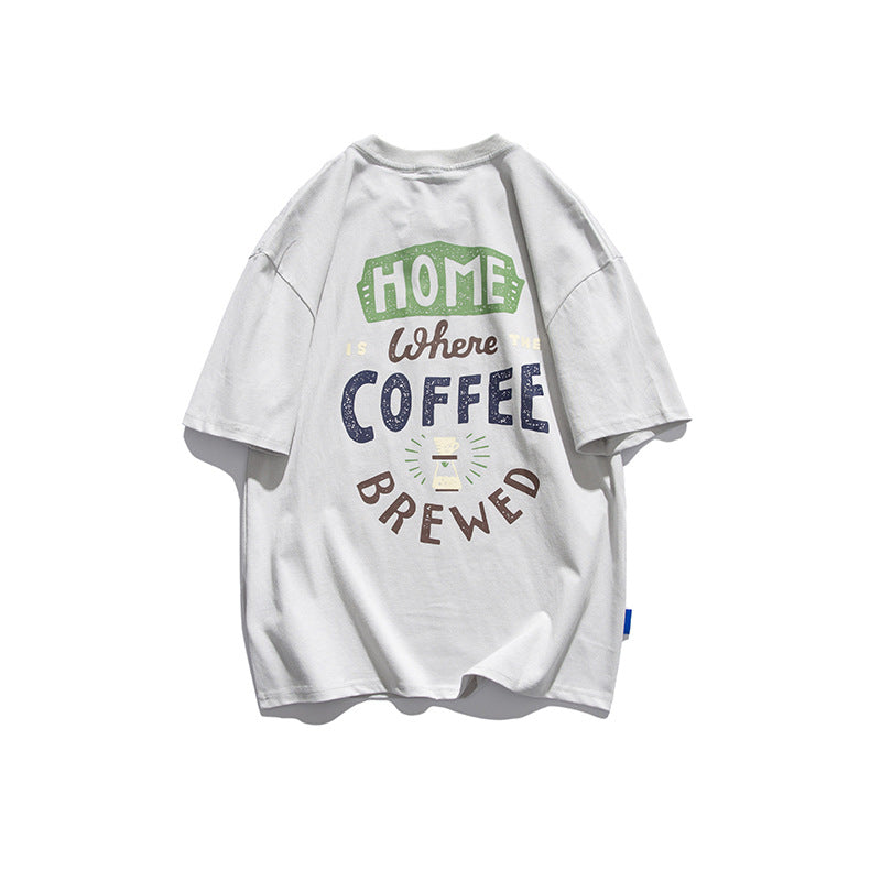 Fun Coffee Printed Short sleeved T-shirt for Men