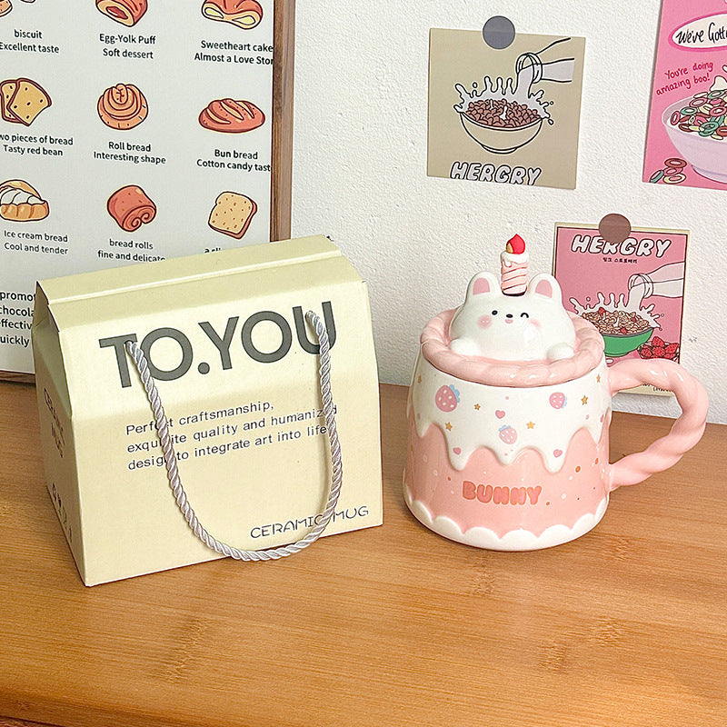 Ceramic Mug Cat  With Lid Cartoon in a Box
