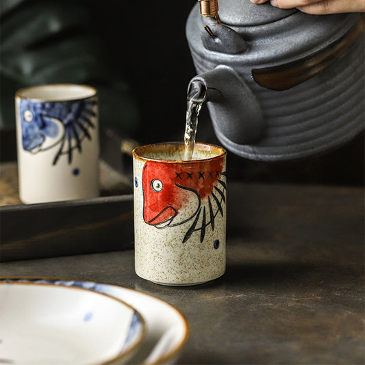 Underglaze Hand-painted Ceramic Drinking Fish Glass