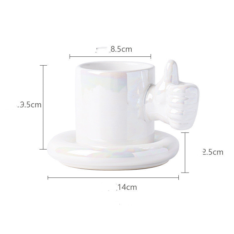 Thumbs Up Like Mug Coffee Cup Saucer