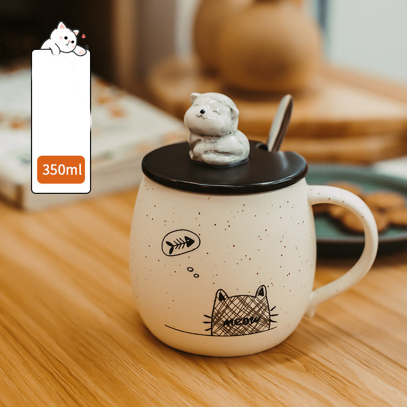 Cute Mark Ceramic Cat Cup Porcelain