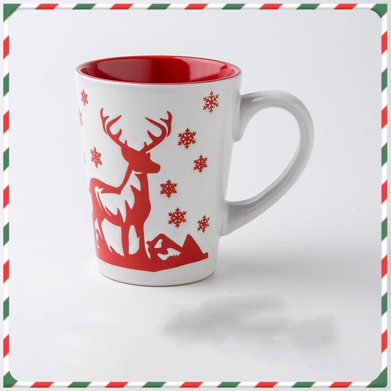 Cute Cartoon Snowman Santa Claus Ceramic Cup Christmas Mug