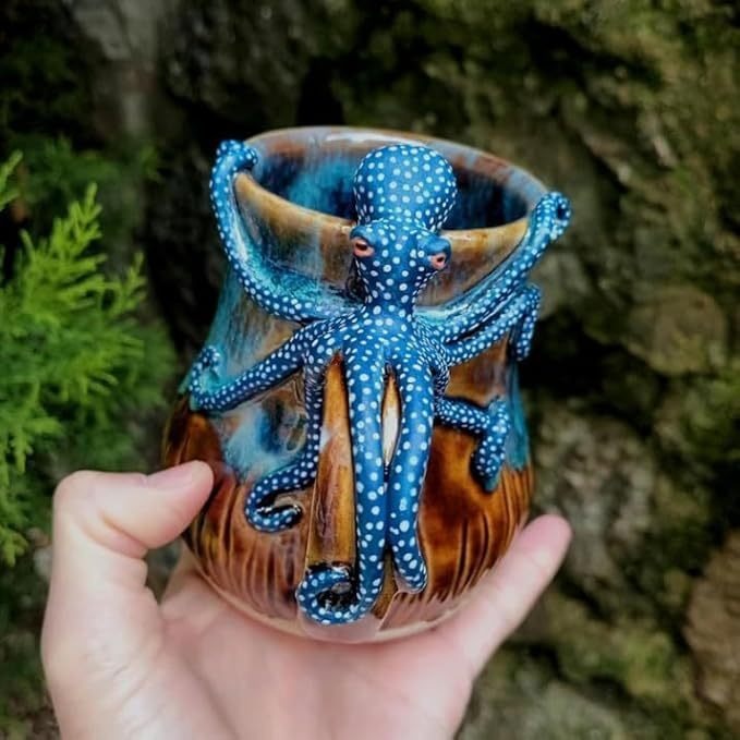 Dark Blue Octopus Resin Coffee Mug