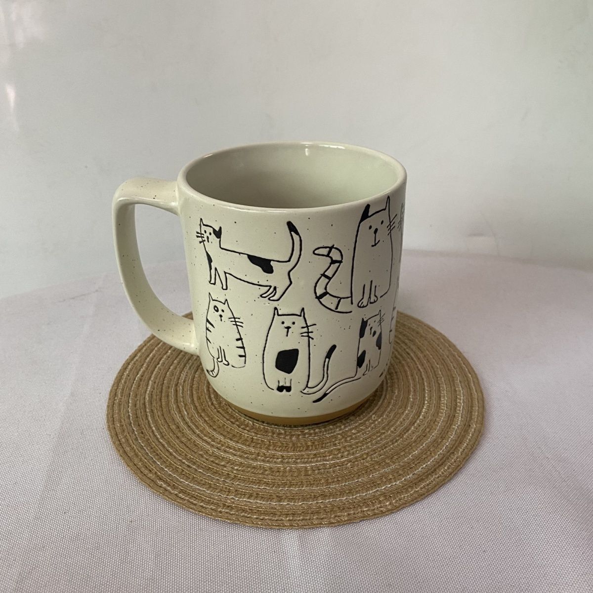 Hand-painted Pattern Ceramic Cat Mug