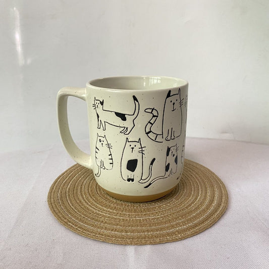 Hand-painted Pattern Ceramic Cat Mug