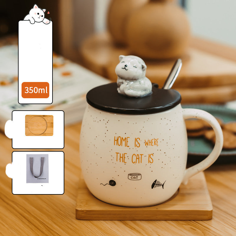 Cute Mark Ceramic Cat Cup Porcelain