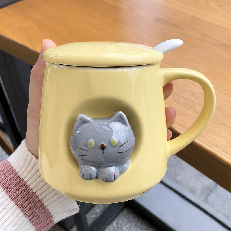 Men's And Women's Kitten Coffee Cups With Lids
