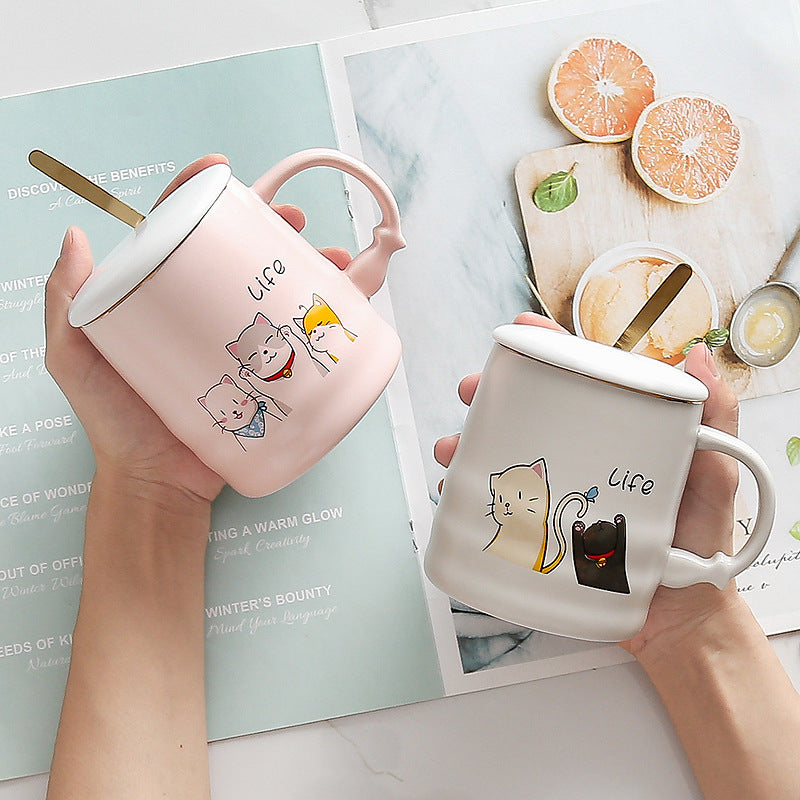Creative Ceramic Coffee Mug With Lid Spoon