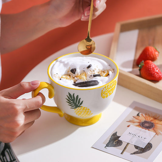 Household Large-capacity Pineapple Ceramic Coffee Mug