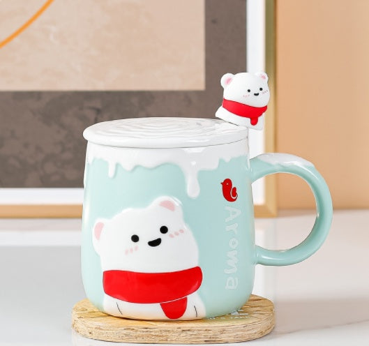 Creative Cute Cartoon Embossed Mug Ceramic