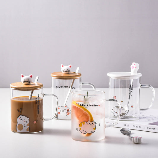 Creative Cartoon Mug With Lid Spoon For Home Use