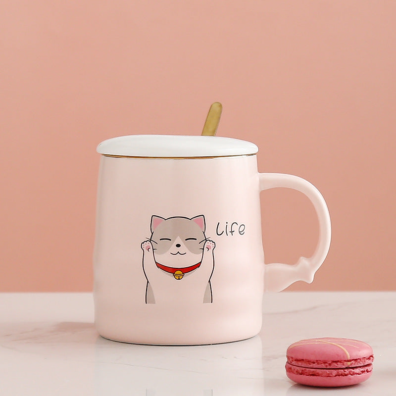 Creative Ceramic Coffee Mug With Lid Spoon