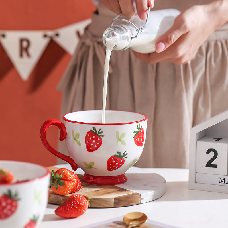 Household Large-capacity Straberry Ceramic Coffee Mug