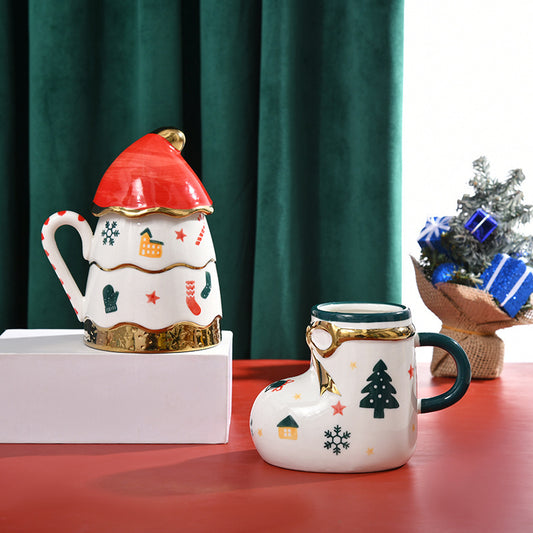Korean Cute Ceramic Milk Mug With Lid