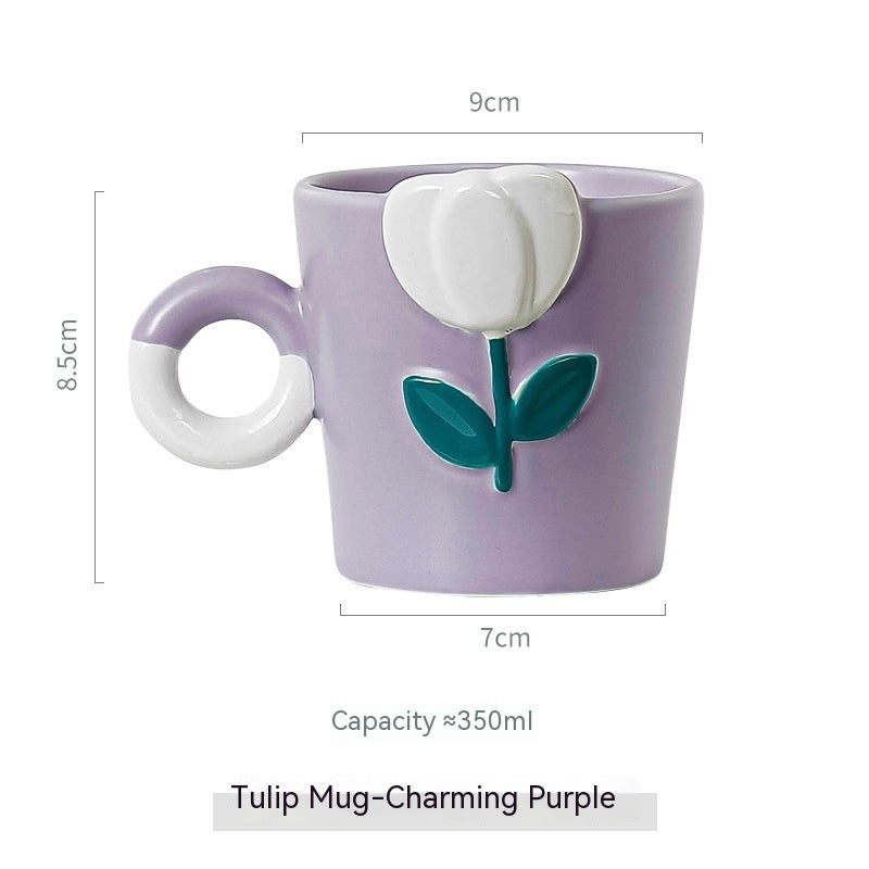 Hand Painted Tulip Ceramic Mug