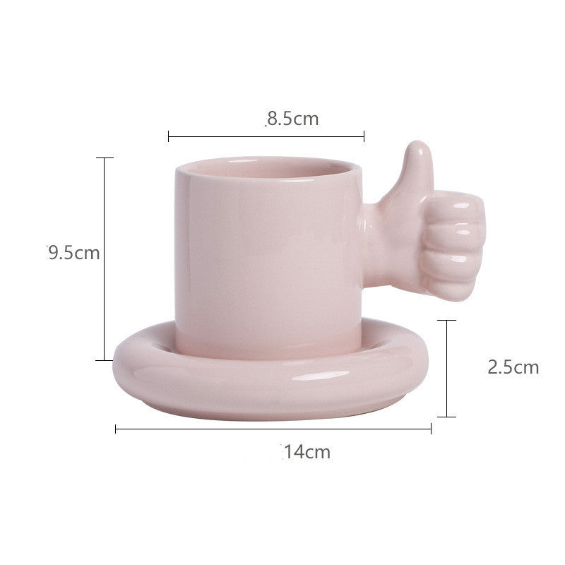 Thumbs Up Like Mug Coffee Cup Saucer
