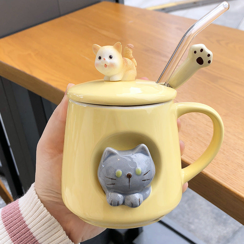 Men's And Women's Kitten Coffee Cups With Lids
