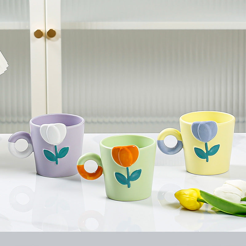 Hand Painted Tulip Ceramic Mug