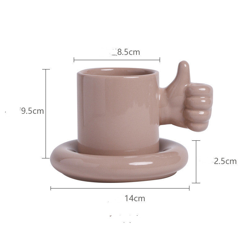 Thumbs Up Like Mug Coffee Cup Saucer