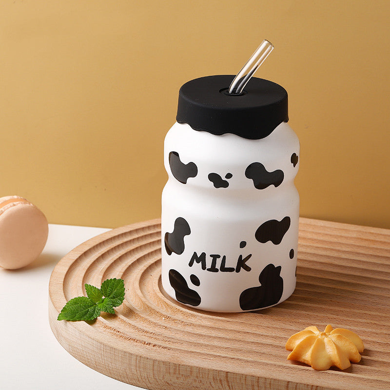 Cute Mini Cow Ceramic Straw Cup